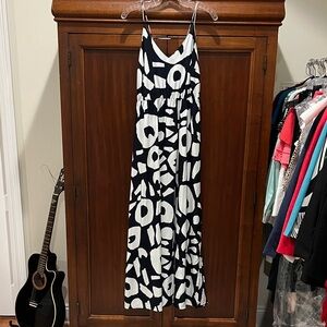 LOFT Navy and White Abstract Maxi Dress